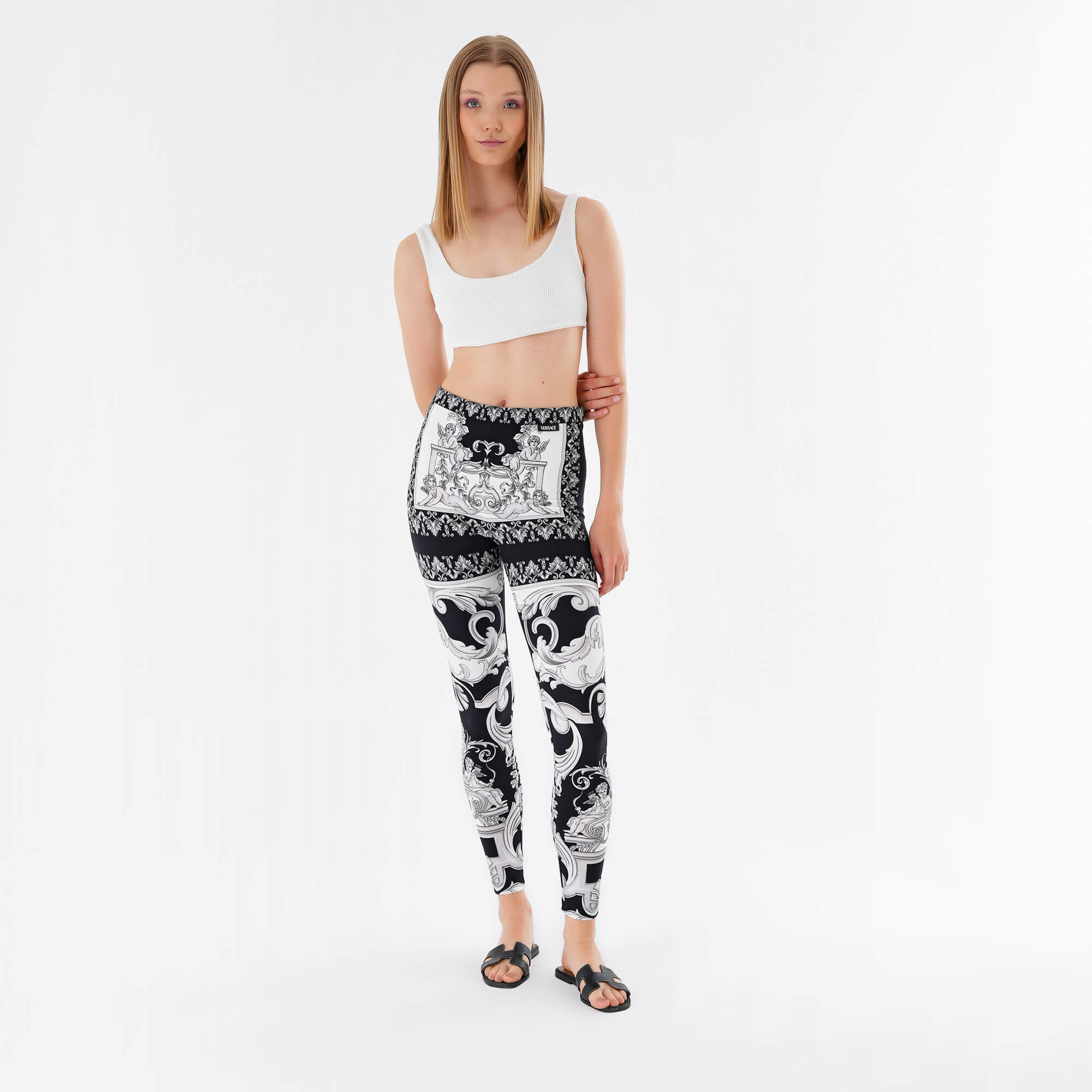 Versace- Silver Baraque Printed Leggins - IT42 